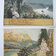 2 KunstPostkarten * Deutsche Liebeslieder * alt