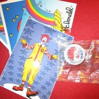 Ronald McDonald Radiergummi in OVP zusammen mit 3 Autogrammkarten