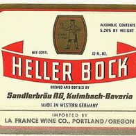 Bieretikett Sandlerbräu AG † 1982 Kulmbach für La France Wine Co Portland Oregon USA