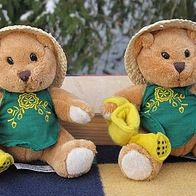 2 Teddybären als Gärtner, Kuscheltiere von Heunec, 15cm