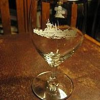 Pokal-Glas 1. Minensuch-Geschwader mit Schiff-Gravur