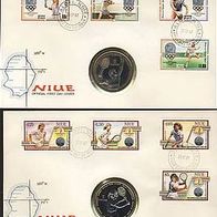 Niue Island 2 Numisbriefe mit 5 Dollars Becker/ Graf. 1987