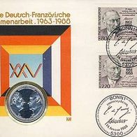 Numisbrief 25 Jahre Deutsch - Französiche Zusammenarbeit 1963 - 19