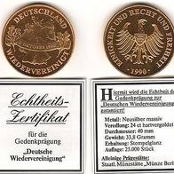 Medaille Deutsche Wiedervereinigung 1990 vergoldet ##12