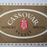 ältere Bieretikette, CSSR, Brauerei Cassovar † , 1)