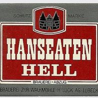 ALT ! Bieretikett "HANSEATEN" Brauerei Zur Walkmühle † 1988 Lübeck