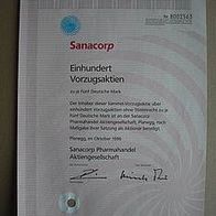 Aktie Sanacorp Pharmahandel VZ Planegg 500 DM 1996