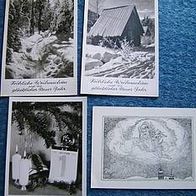 4 nostalgische Weihnachts-Grußpostkarten - 50er Jahre