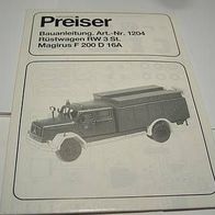 bauanleitung Preiser 1204 Rüstwagen