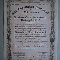 DEKO: Pfandbrief Dt. Centralbodenkredit-AG 100 RM 1937