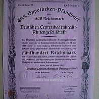 DEKO: Pfandbrief Dt. Centralbodenkredit-AG 500 RM 1937