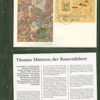 DDR Numisbrief " Thomas Müntzer - Der Bauernführer "