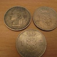 Belgien 3 x 1 Franc 1952/1968/1972