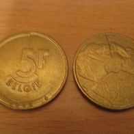 Belgien 2 x 5 Franc 1986/1988