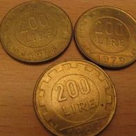 Italien 3 x 200 Lire 1978/1979/1980