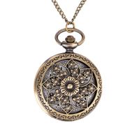 Taschenuhr, Halskette mit Uhr Flowers, Blume, Umhänge Uhr Kettenuhr Bronze fbg. THU-