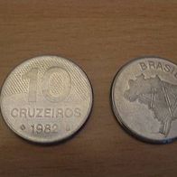 2 Münzen 10 Cruzeiros von 1982