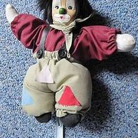 Harlekin Clown Puppe mit Puppenständer Ständer f. Puppe