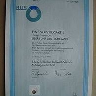 VZ-Aktie B.U.S Berzelius Umwelt-S. Duisburg 5 DM 1996