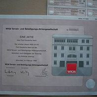 Aktie WKM Terrain + Beteiligungen 5 DM 1996 + Coupons