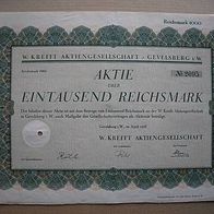 Aktie W. Krefft Gevelsberg Herd und Ofen 1.000 RM 1928