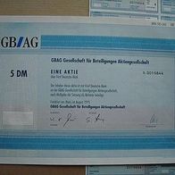 Aktie GBAG Beteiligungen FFM 5 DM 1995 + Koupons