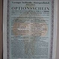 Vereinigte Stahlwerke Düsseldorf Optionsschein 1926