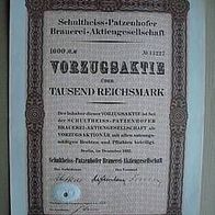 VZ-Aktie Schultheiss-Patzenhofer Brauerei 1.000 RM 1932