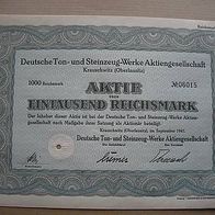 Aktie Deutsche Ton- und Steinzeug-Werke 1.000 RM 1941