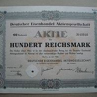 Aktie Deutscher Eisenhandel AG Berlin 100 RM 1936
