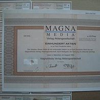Aktie MagnaMedia Verlag 100er 500 DM 1995 + Coupons