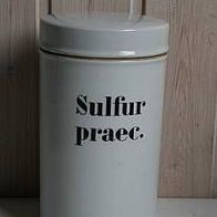 Altes Apotheker Porzelan Gefäß Sulfur preac H19 D10cm