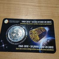 BU-Coincard Belgien 50 Jahre europäischer Satellit ESRO 2B Coin Card CoinCard 2018