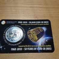 BU-Coincard Belgien 50 Jahre europäischer Satellit ESRO 2B Coin Card CoinCard 2018