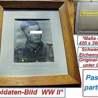 Militaria * Orig.-Foto WW II * Soldat im Eichenholz-Rahmen unter Glas * ALT