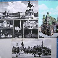 4 große Ansichtskarten WIEN aus 1963
