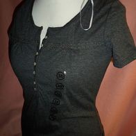 Damen Tshirt Shirt mit Häkelspitze Gr.38 Grau Neu mit Etikett!