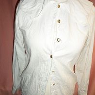 Damen Marken-Bluse Gr.40 Weiß Goldene Knöpfe Langarm Großer Kragen