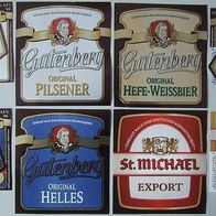 4 Bier-Etiketten, Gutenberg, Brauerei Pöllinger, By