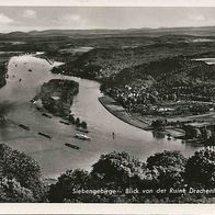 alte AK Siebengebirge, Ruine Drachenfels ins Rheintal