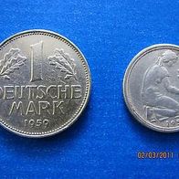 1 DM 1959 D und 50 Pfennig 1950 F ##30