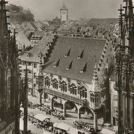 alte AK Freiburg Breisgau Markt Kaufhaus v. Münster aus