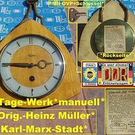 DDR * Müller-Wand-Uhr * manuell. 8-Tagewerk + Schlüssel + OVP
