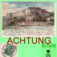 Halle Saale, Moritzburg, 1900, Litho,