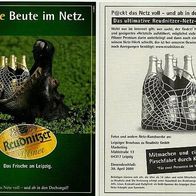 2 x Werbe-Karte : "Frische Beute im Netz" Leipziger Brauhaus zu Reudnitz GmbH Leipzig