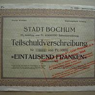Stadt Bochum 5% Franken-Anleihe 1.000 SFr. 1926