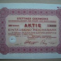 RAR Aktie Stettiner Oderwerke Schiffbau 1.000 RM 1936