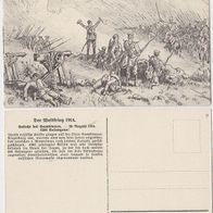 Feldpost Zeichnung 1914 Gefecht bei Gumbinnen am 20 August 1914 patriotischer Text