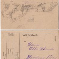 Feldpost Zeichnung 1916 Originalzeichnung aus dem Felde unbekannter Maler