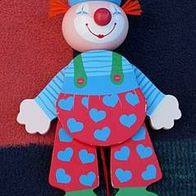 Lachender Hampelmann-Clown aus Holz, 19 cm